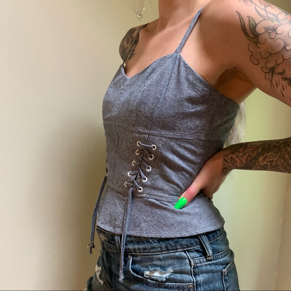 Intermix Corset-look Cotton + Linen Top - Picture 10 of 10